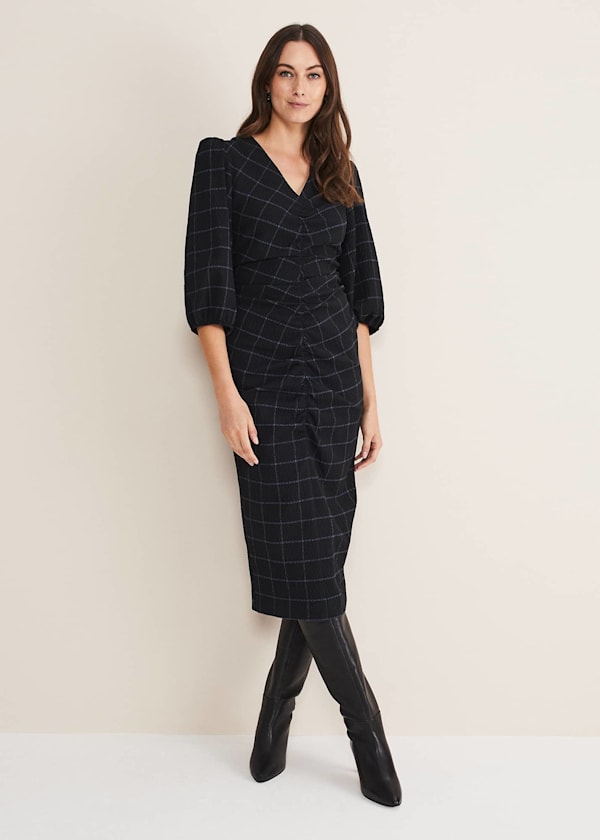 Addison Check Ruched Dress