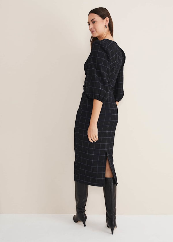 Addison Check Ruched Dress