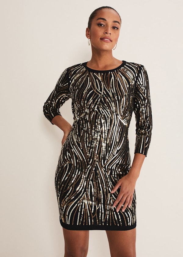 Anisa Open Back Sequin Knit Dress