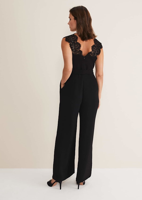 Lia Sleeveless Lace Detail Jumpsuit