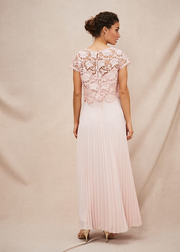 Michelle Lace Pleated Maxi Dress