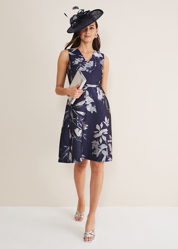 Cassy Jaquard Floral Midi Dress