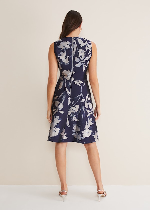 Cassy Jaquard Floral Midi Dress