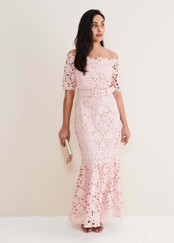 Petite Tallula Lace Bardot Maxi Dress Outfit