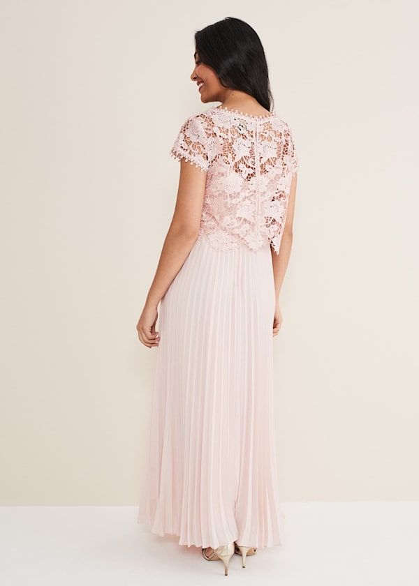 Petite Michelle Lace Pleated Maxi Dress