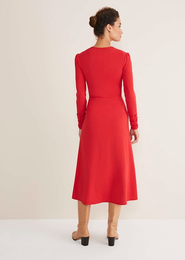 Irisa Zip Ruched Midi Dress