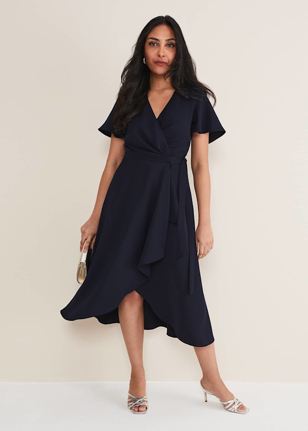 Petite Julissa Ruffle Wrap Midi Dress