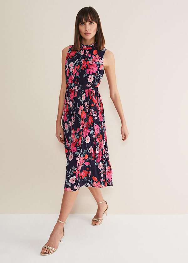 Tillie Floral Pleated Midi Dress