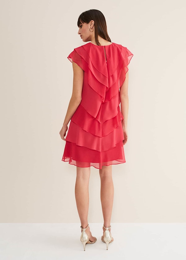Sage Pleated Ruffle Mini Dress