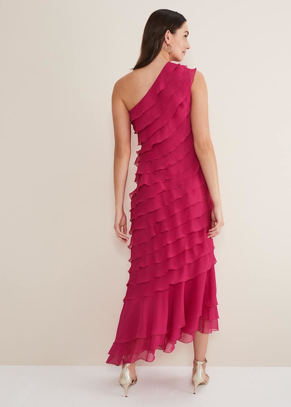 Kelsey Layered One Shoulder Maxi Dress