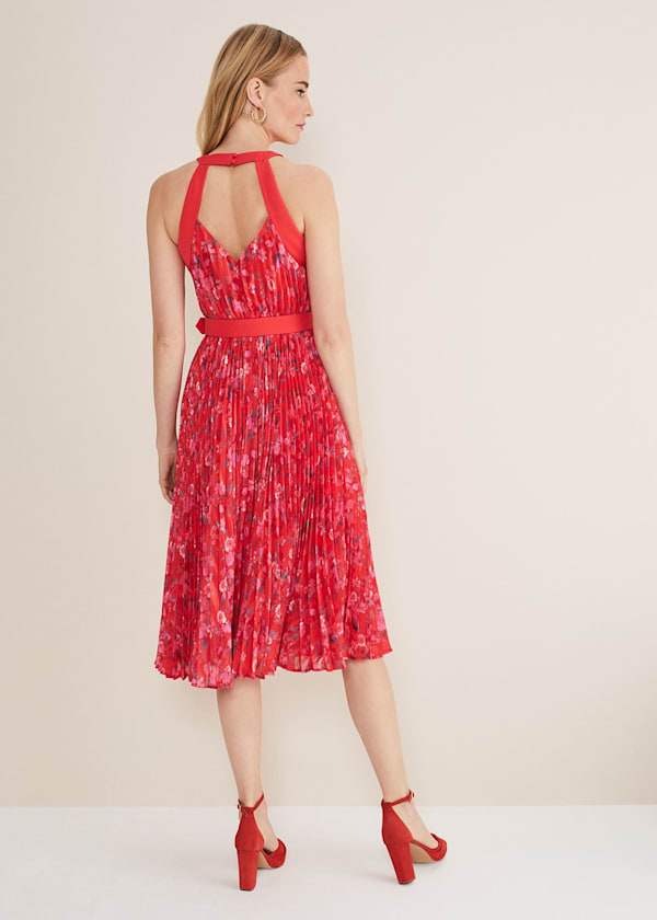 Zoya Pleat Midi Floral Dress
