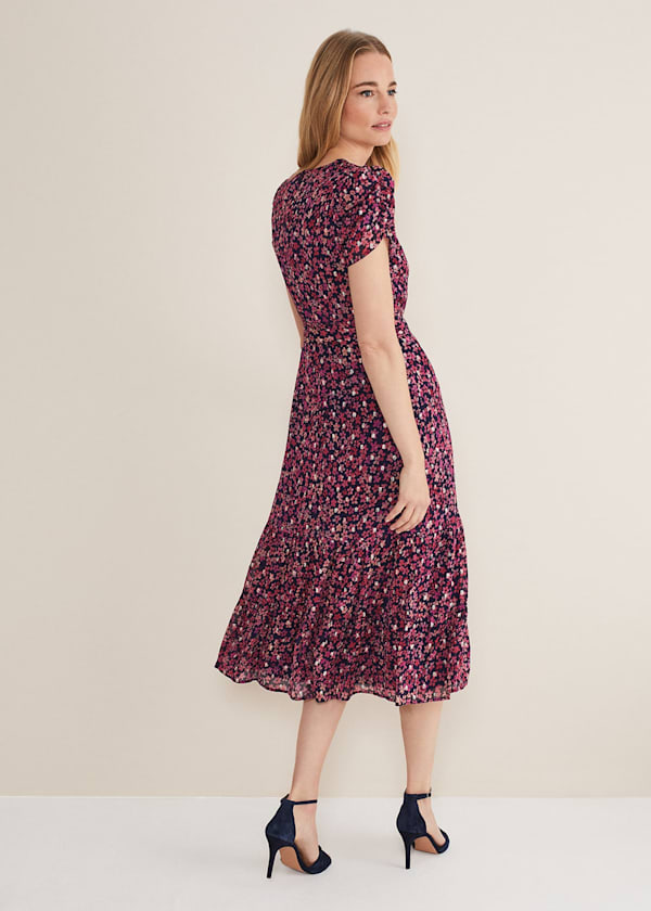 Azalea Ditsy Short Sleeve Midi Dress