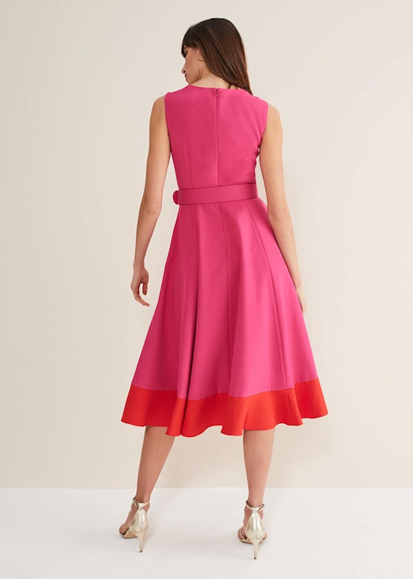 Raquel Belted Fit And Flare Dress
