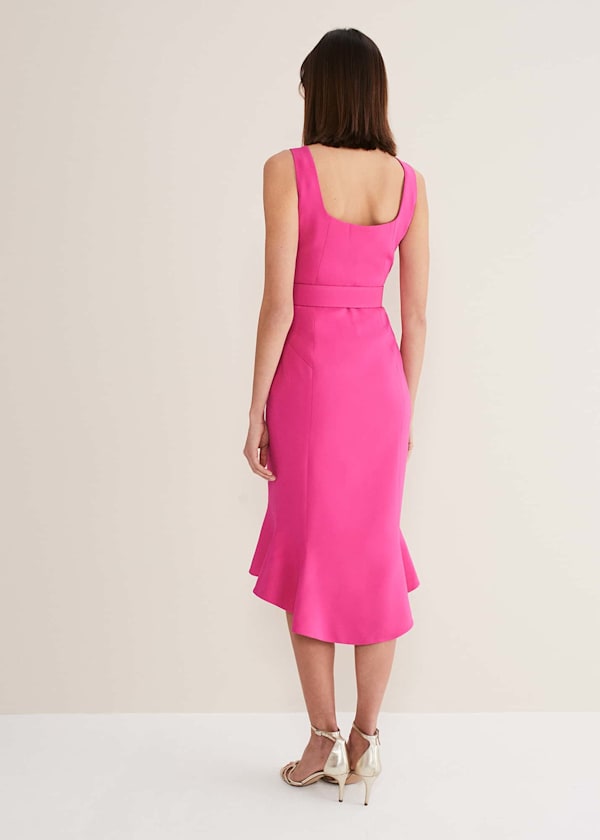 Adria Pink Fitted Midi Dress