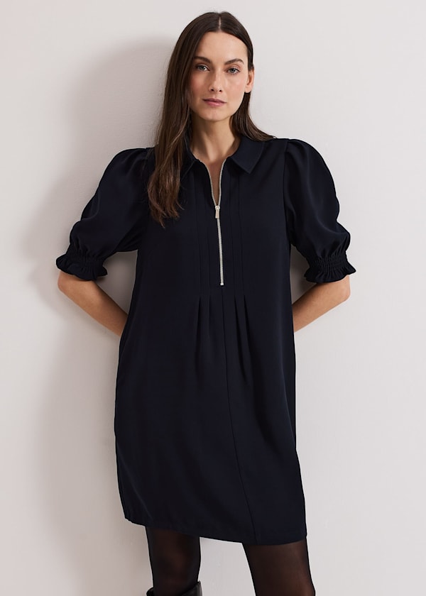 Candice Navy Zip Mini Dress