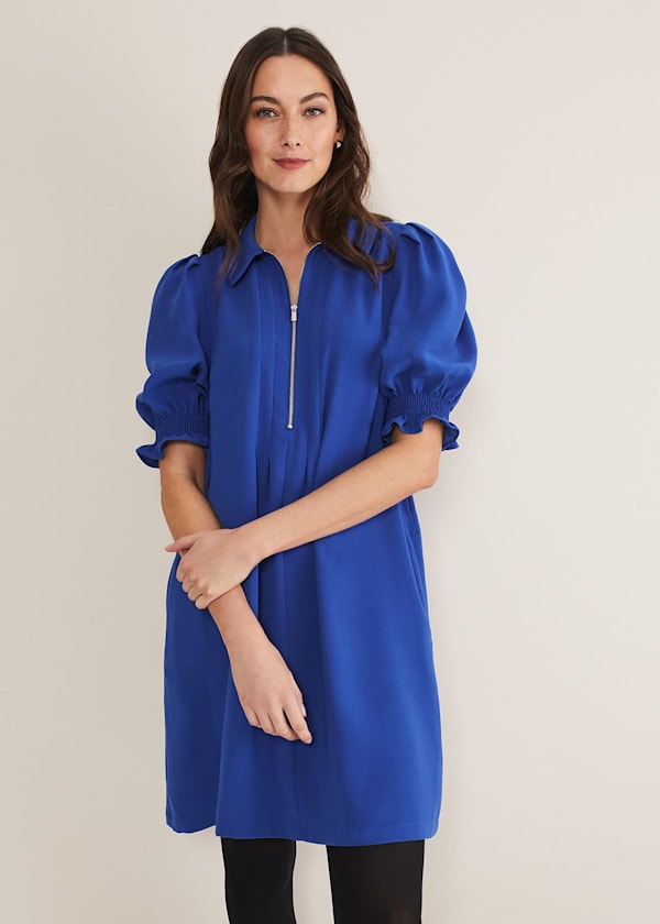 Candice Blue Zip Mini Dress
