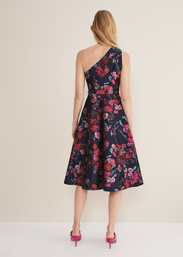 Tasha One Shoulder Jacquard Dress