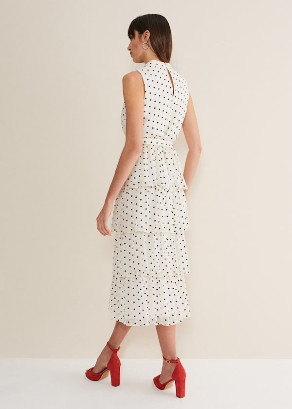 Rita Polka Dot Ruffle Midi Dress