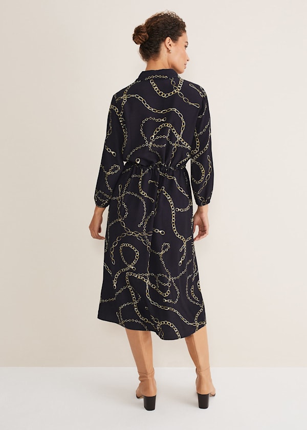 Tana Chain Print Shirt Midi Dress