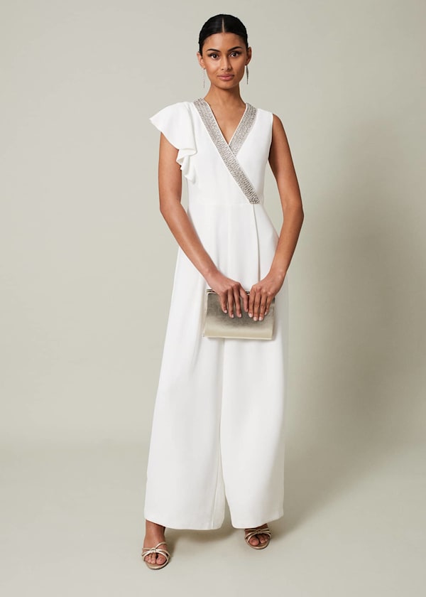Alexis White Beaded Jumpsuit