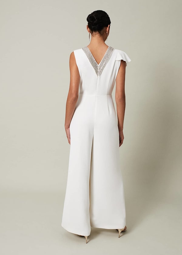Alexis White Beaded Jumpsuit