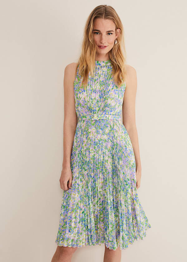 Simara Daisy Pleated Midi Dress