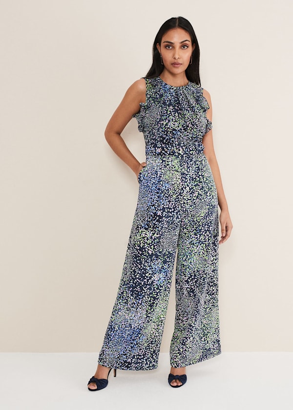 Petite Maggie Ruffle Printed Jumpsuit