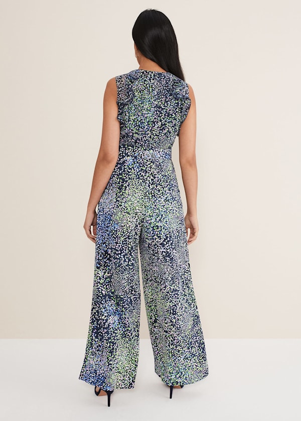Petite Maggie Ruffle Printed Jumpsuit