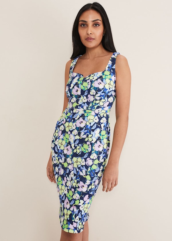 Petite Loretta Printed Scuba Dress