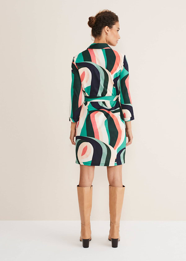 Beth Swirl Belted Shift Dress