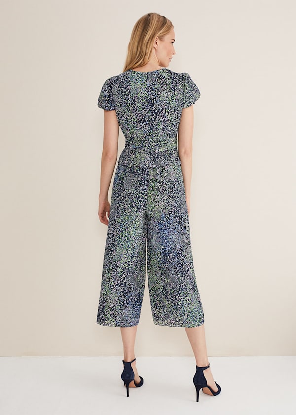 Leora Wrap Printed Plisse Jumpsuit