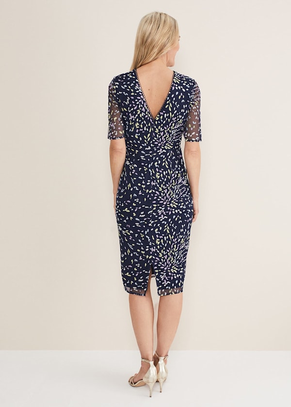 Aileena Embroidered Bodycon Midi Dress