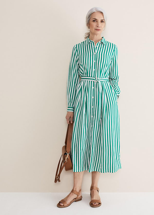 Ida Stripe Shirt Midi Dress