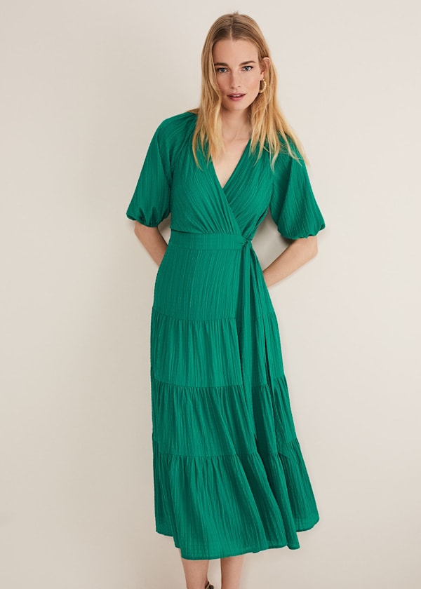 Morven Green Wrap Midi Dress