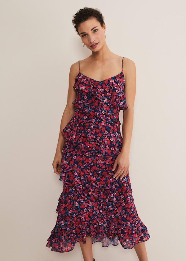 Ballie Floral Ruffled Midi Dress