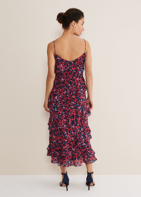 Ballie Floral Ruffled Midi Dress