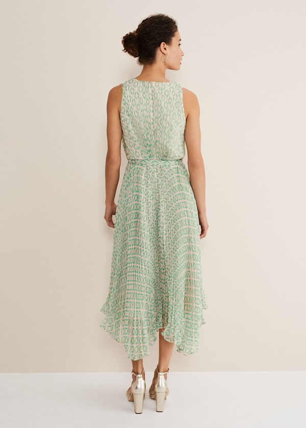 Vanya Diamond Pleated Midi Dress