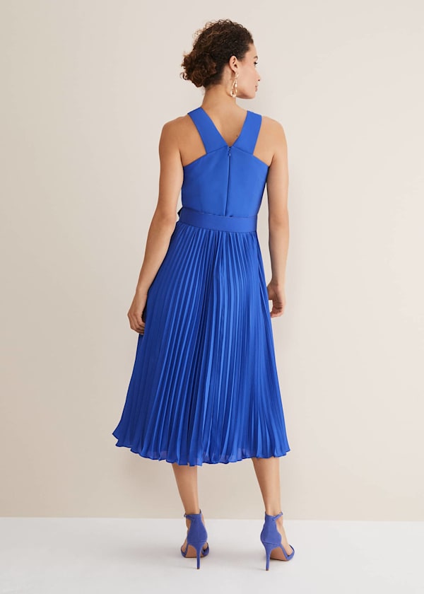Yas Blue Halterneck Midi Dress