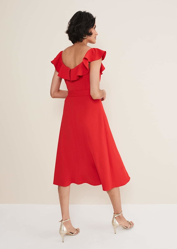 Tatiana Ruffle Wrap Midi Dress