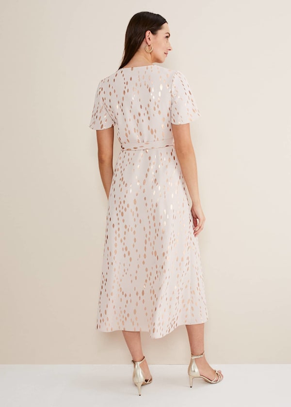 Julissa Gold Foil Wrap Dress