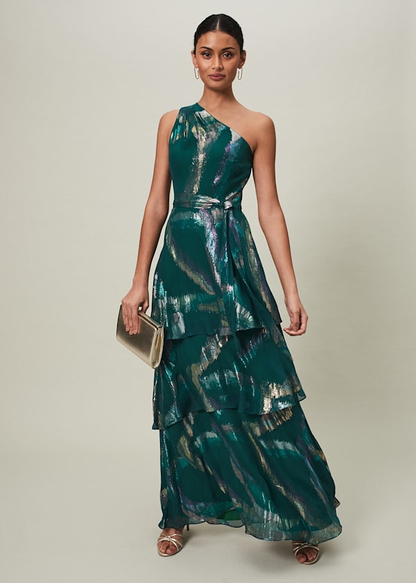 Sonia One Shoulder Silk Maxi Dress