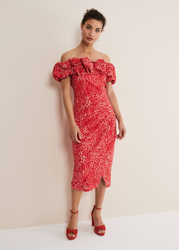 Senita Off Shoulder Ditsy Dress