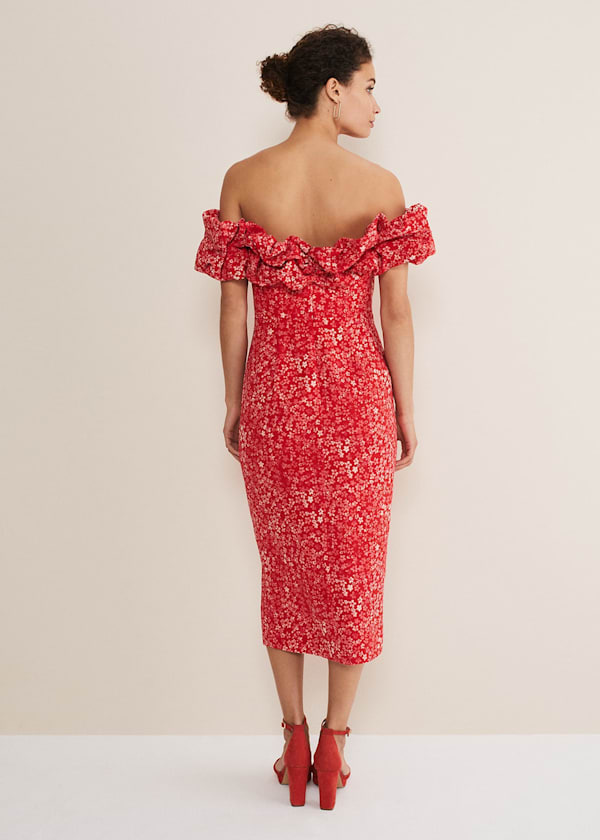 Senita Off Shoulder Ditsy Dress