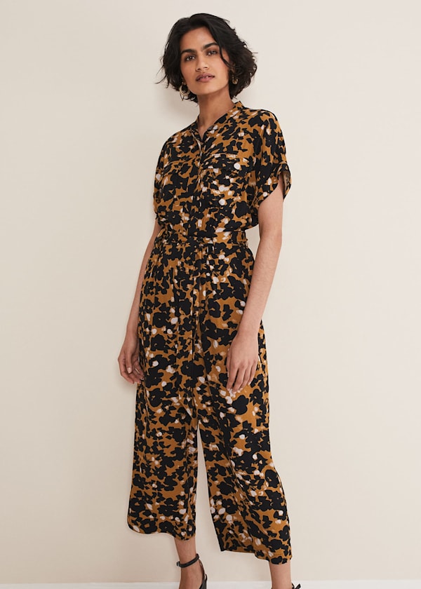 Nell Abstract Cropped Wide Leg Jumpsuit