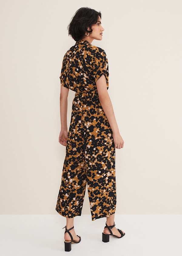 Nell Abstract Cropped Wide Leg Jumpsuit