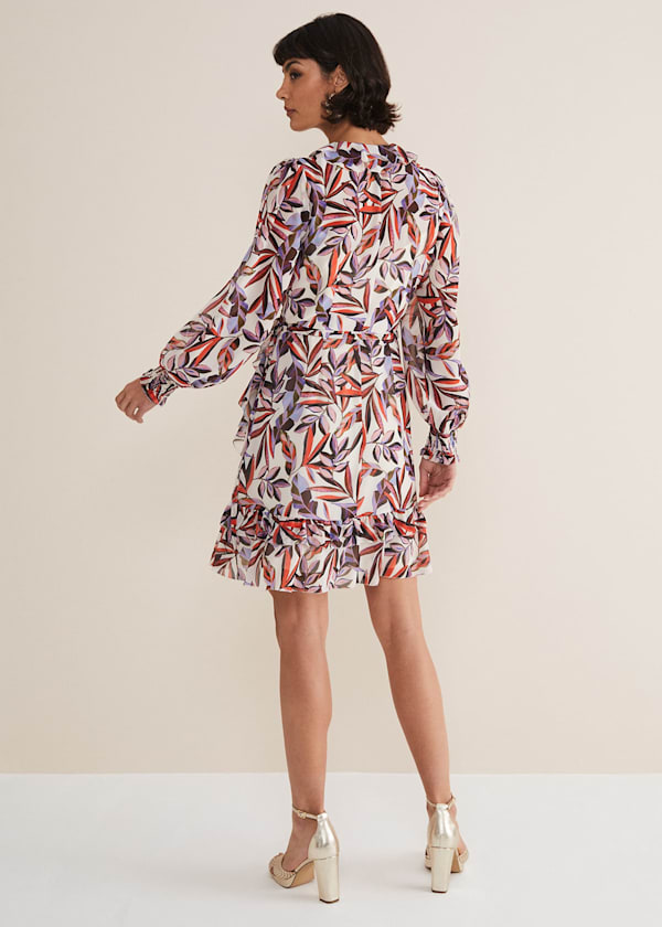 Melinda Leaf Print Mini Dress