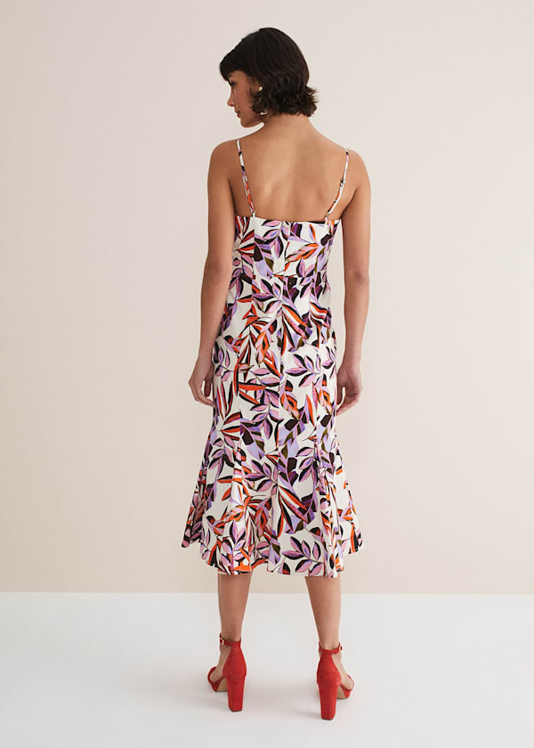 Sammie Leaf Print Fit And Flare Midi Dress