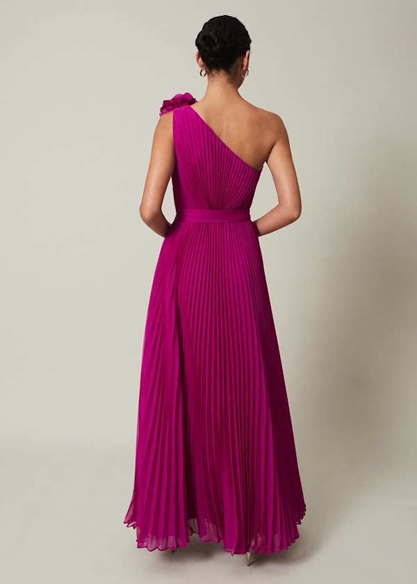 Minnie One Shoulder Pleated Maxi Dress