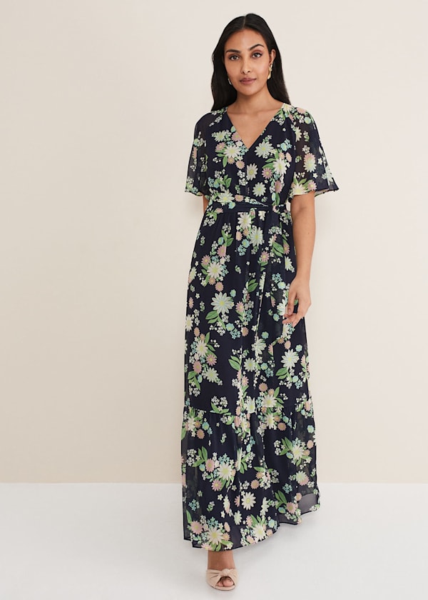 Petite Julissa Ruffle Wrap Midi Dress