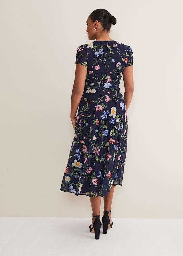 Lola Floral Tiered Midi Dress